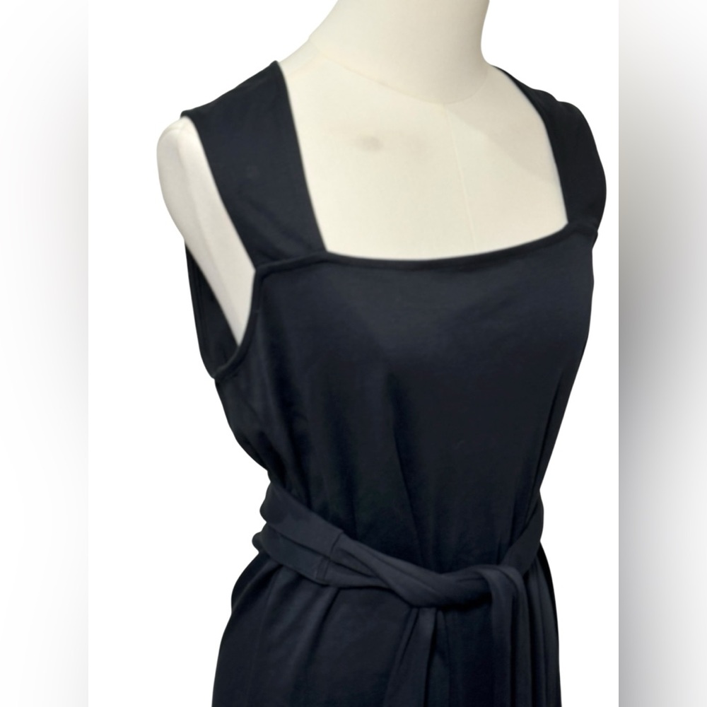 NWT - Vince Square Neck Pima Cotton Midi Dress in Black Size Small (Flaw) - Picture 7 of 12
